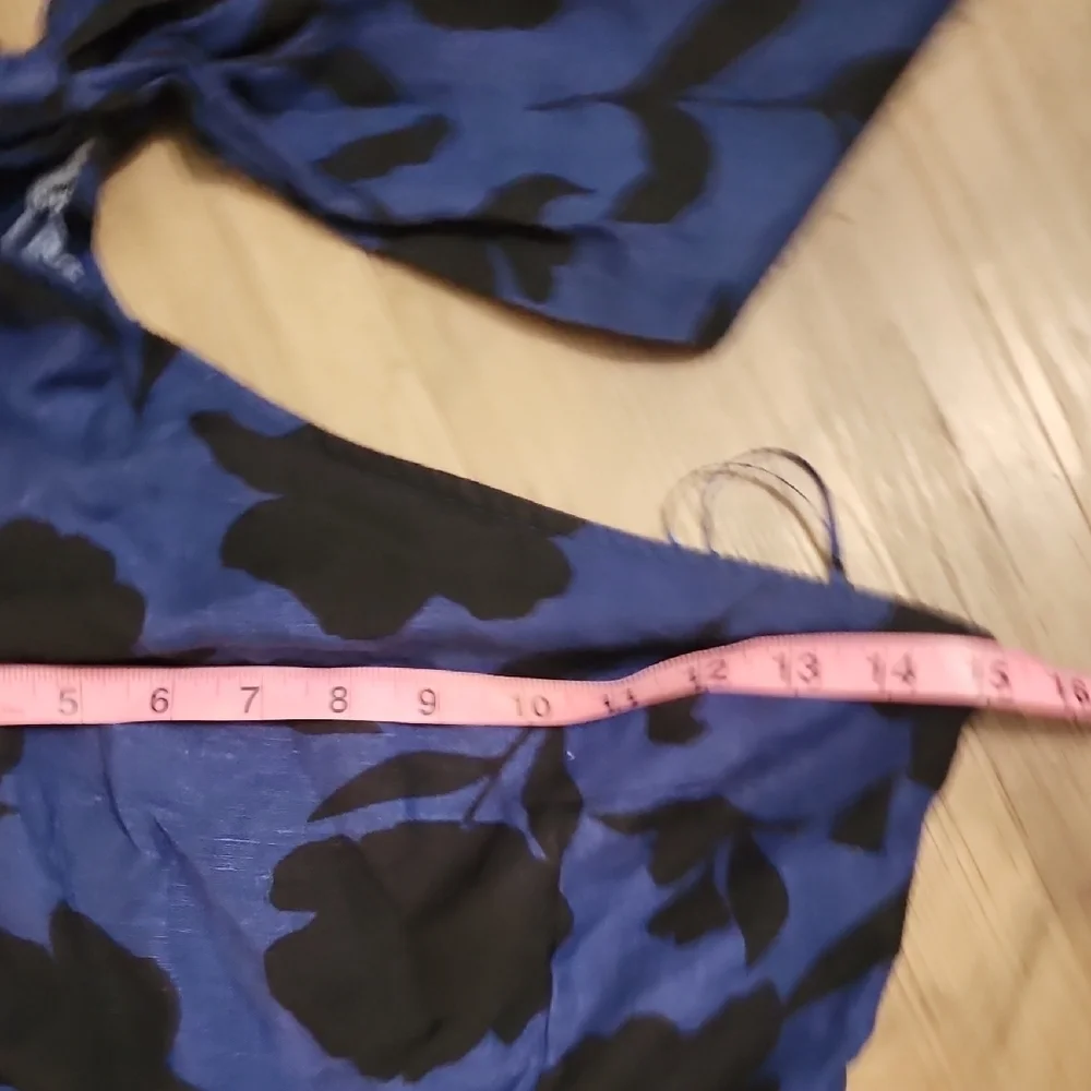 Kate Spade x Target Blue Black Floral Linen Blend One Shoulder Jumpsuit Palazzo